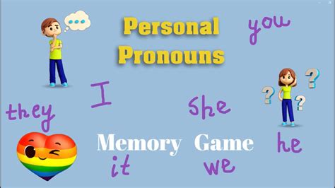 Memory Game I You We They He She It Personal Pronouns Learn