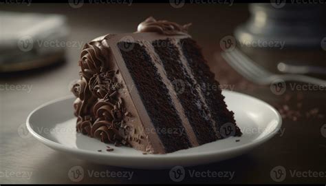 Indulgent Chocolate Cake Slice On Fancy Plate Generated By Ai 25185981