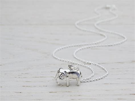 Silver Elephant Necklace Sterling Silver Etsy