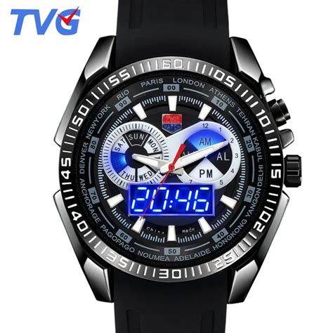 Aliexpress.com : Buy TVG Brand Men Quartz Watch Fashion Blue LED analog ...