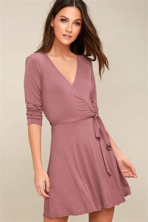 Twirl Worthy Mauve Wrap Dress