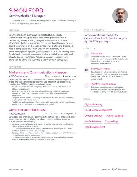 Successful Communication Manager Resume Examples And Writing Tips For