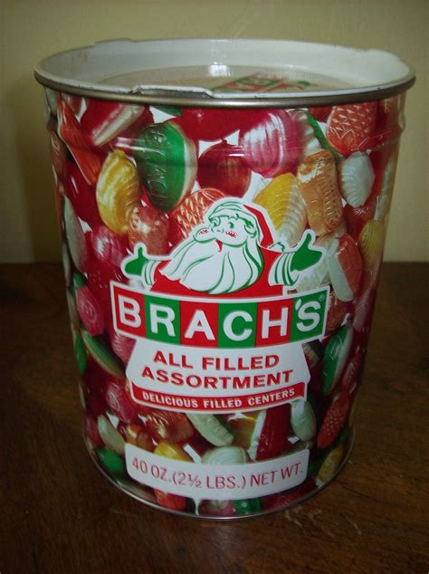 Vintage Brachs Christmas Candy Tin With Santa