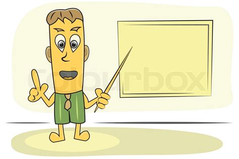 cartoon character teacher expain topic  pointer  schoolboard