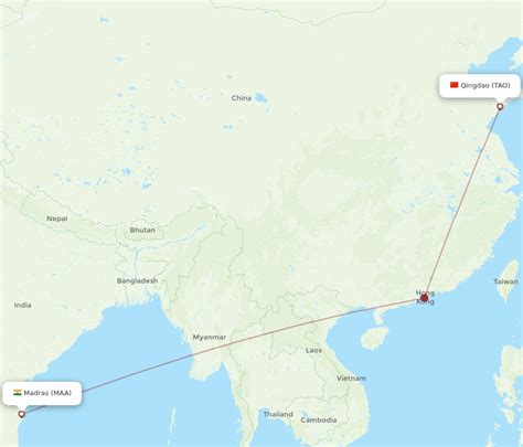 All Flight Routes From Qingdao To Chennai TAO To MAA Flight Routes