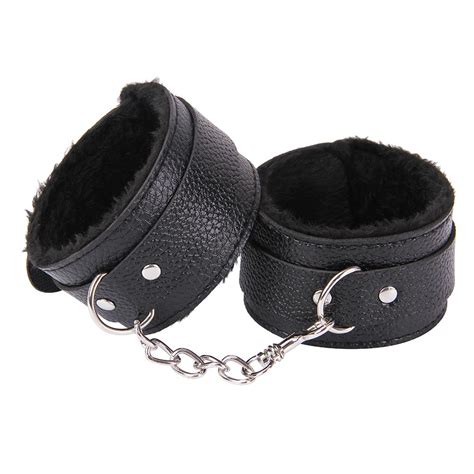 Sexy Adjustable PU Leather Plush Handcuffs Ankle Cuff Restraints Bondage Sex Toy Restraints Sex