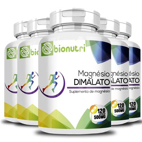 Kit 5x Magnésio Dimalato 120 Cápsulas 500Mg Bionutri no Shoptime