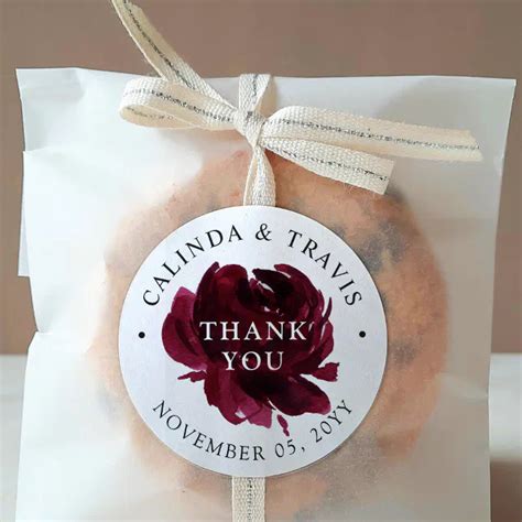 Burgundy Rose Wedding Thank You Classic Round Sticker Zazzle