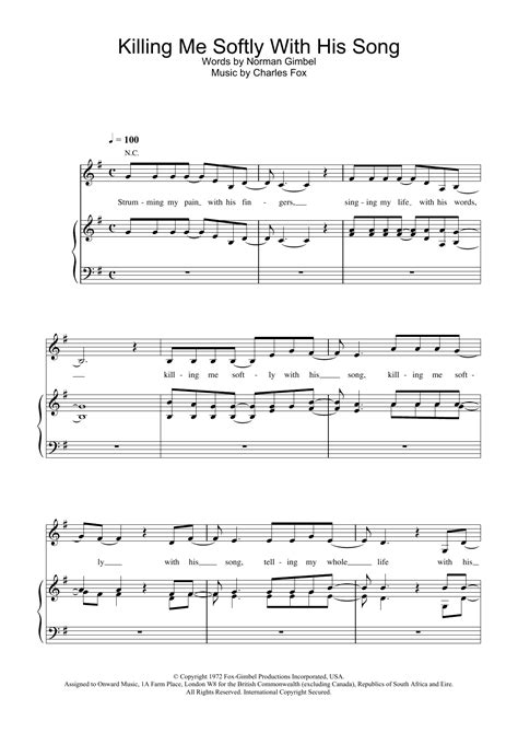 Download Roberta Flack "Killing Me Softly With His Song" Sheet Music ...