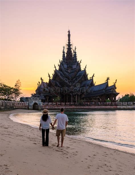 Sanctuary Of Truth Pattaya Thailand Wooden Temple By The Ocean At