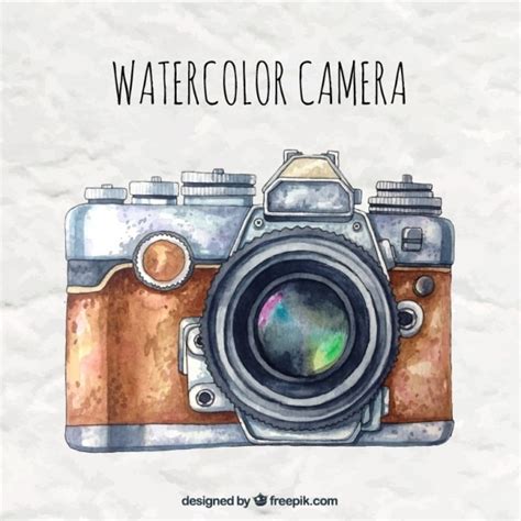 Watercolor Camera In Retro Style Vector Free Download