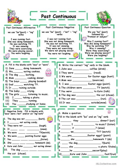 446 Past Simple Vs Continuous Tense English Esl Worksheets P