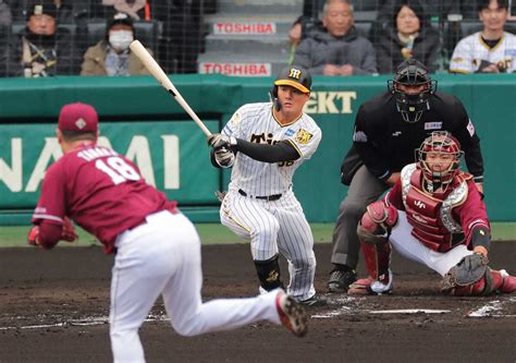 阪神・前川 開幕左翼へ前進！100周年甲子園初戦で“チーム初安打” 楽天・田中将の宝刀スプリット撃ち― スポニチ Sponichi Annex 野球