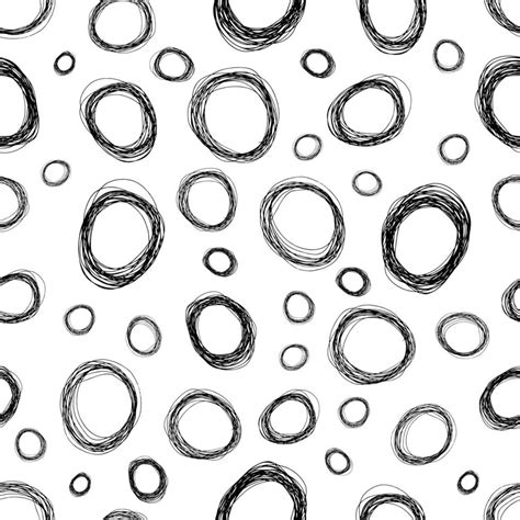 Seamless Pattern With Black Sketch Hand Drawn Pencil Scribble Ellipse