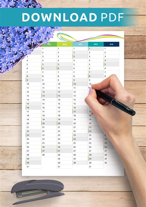 Vertical Calendar Template