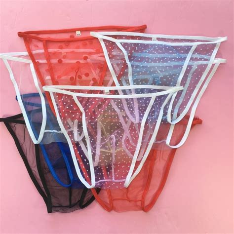 K H K Mens String Bikini Contoured Pouch C Thru Sheer Mesh Tulle Ebay