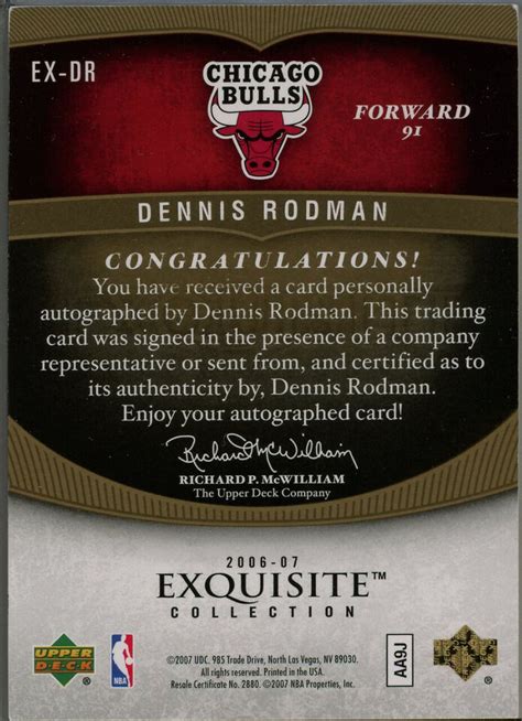 Upper Deck Exquisite Enshrinements Autograph Dr Dennis Rodman