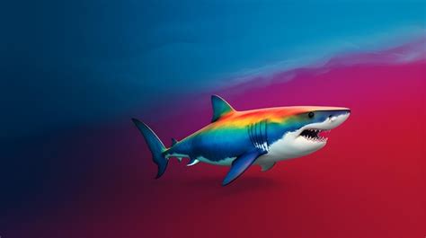 Premium Photo | A shark with rainbow colors