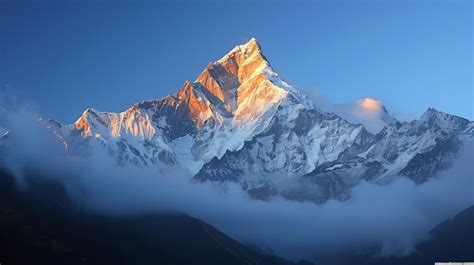 Premium Photo Majestic Mountain Landscape With Snow Capped Peak At