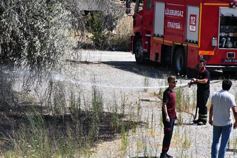 Kırklareli nde eski hastane bahçesinde yangın