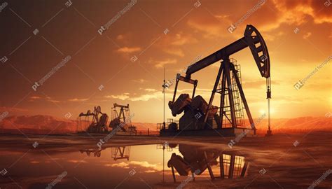 Sunset Extraction Crude Oil Pump Jack At Oilfield AI Image