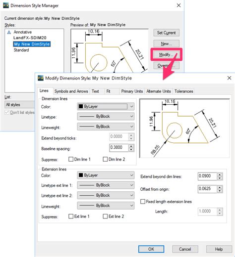 Dimension Style DimStyle Settings