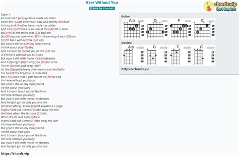 Chord: Here Without You - tab, song lyric, sheet, guitar, ukulele ...