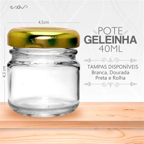 50 Potes 40 Ml Geleinha De Vidro Tampa Branca Elo7