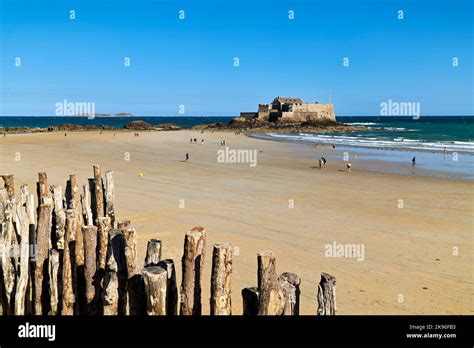 Saint Malo Brittany France Grand Plage Du Sillon Sillon Beach The