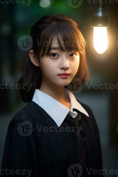 Beautiful Asian School Girl With Delicate Face Ai Generative 31544690