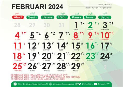 Kalender Jawa Februari 2024 | Lengkap Pasaran dan Neptu