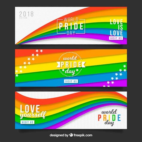 Free Vector Lgbt Pride Banners In Flat Style