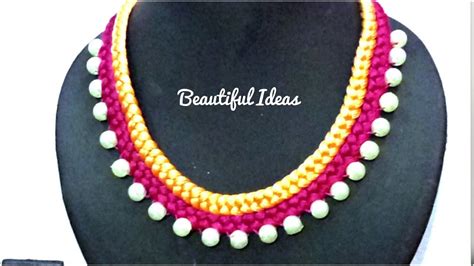 How To Make Silk Thread Designer Pearl Necklace Choker Beautiful Ideas