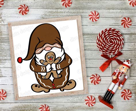 SVG Gingerbread Gnome Christmas Cutting File Clipart Etsy