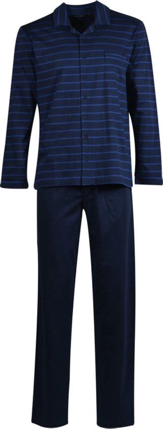 Woody Heren Pyjama Donkerblauw Gestreept Xxl Bol