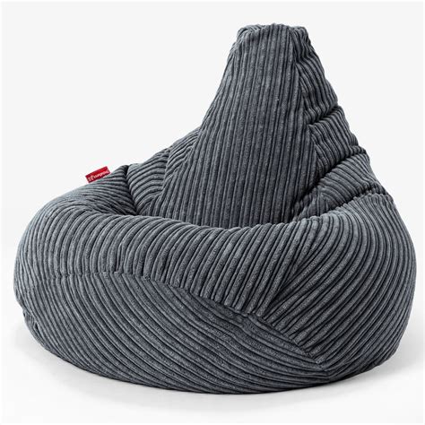 Lounge Pug Highback Gaming Bean Bag Chair Cord Slate Grey Beanbag Uk Big Bertha Original Ie