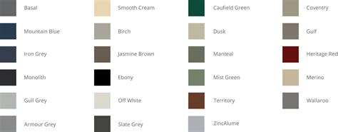 Colorbond Gutter Colour Chart