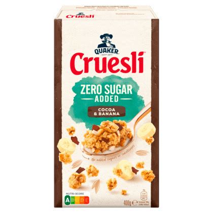 Quaker Cruesli Zero Sugar Added Cocoa Banana Aanbieding Bij PLUS