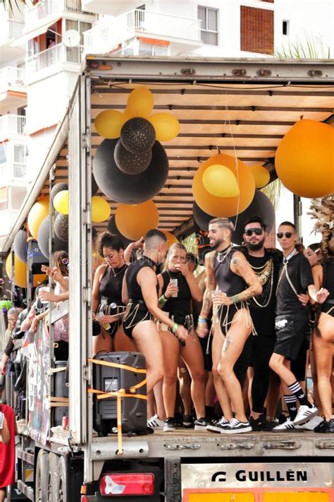 People Dancing And Having A Good Time In The Gay Pride Parade In Benidorm Editorial Stock Photo