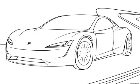 Coloriage Voiture Tesla Roadster JeColorie