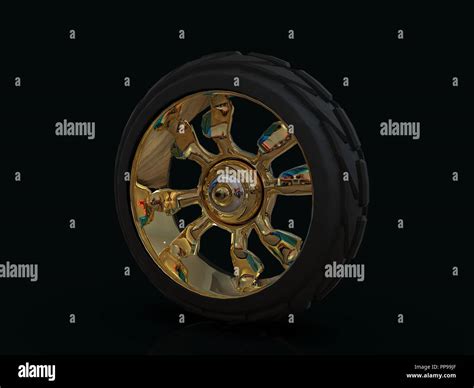 Car Wheel 3d Rendering Isolated On A Black Background Stock Photo Alamy