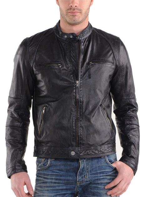 Noora Men S Black Lambskin Leather Jacket With Zipper Pocket Designer