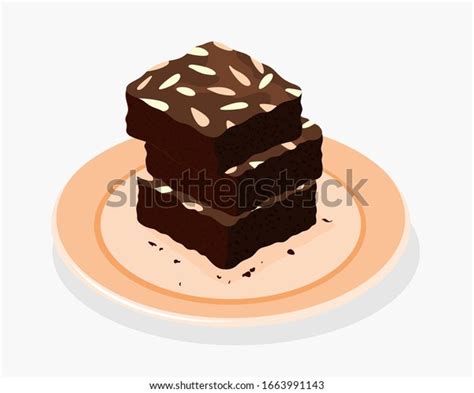 Chocolate Brownies Isolated On White Background Stock Vector Royalty