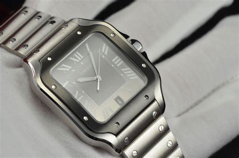 Mens Cartier Santos Large Automatic Grey Dial Stainless Steel Adlc