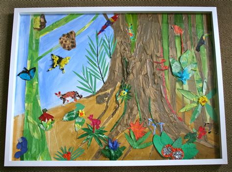 1st Grade Rainforest Collage Class Art Projects Art Classroom Art