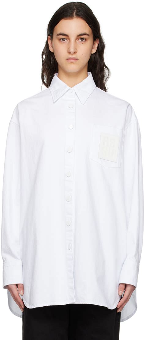 Raf Simons White Spread Collar Denim Shirt SSENSE