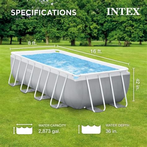 Intex 16 Foot X 42 Inch Prism Frame Rectangular Above Ground Swimming