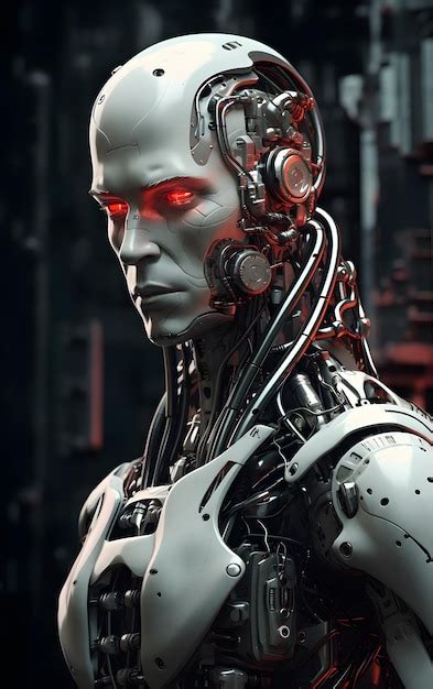 Un Robot Con Ojos Rojos Y Un Ojo Rojo Brillante Foto Premium