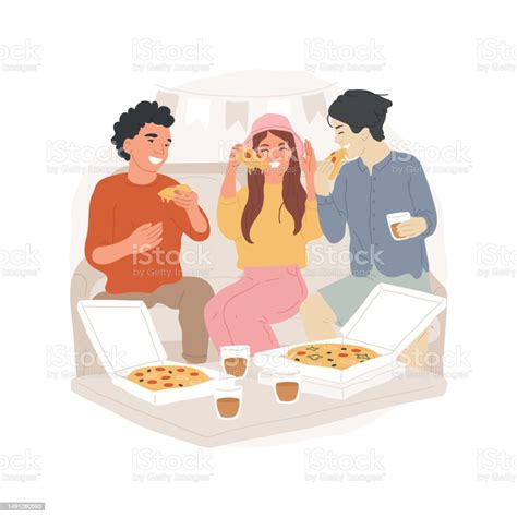 Home Pizza Party Isolated Cartoon Vector Illustration Stock ...