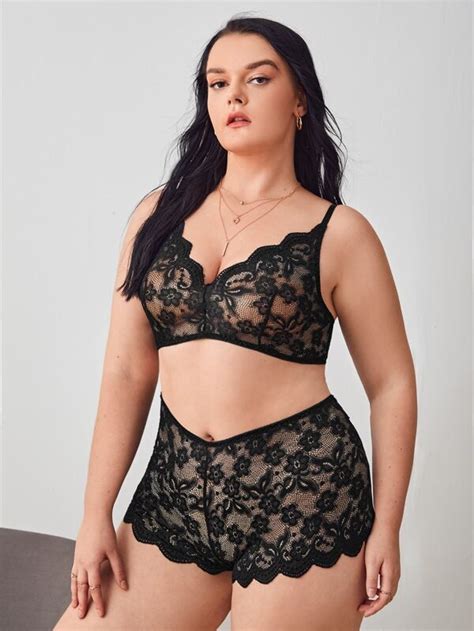 Ensemble de lingerie festonné en dentelle Mode en ligne SHEIN FRANCE